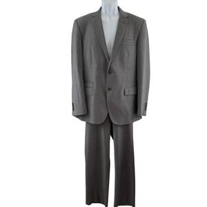 English Laundry Suit Mens 42R Gray Wool 2 Piece 35x30 Pants Business Classic